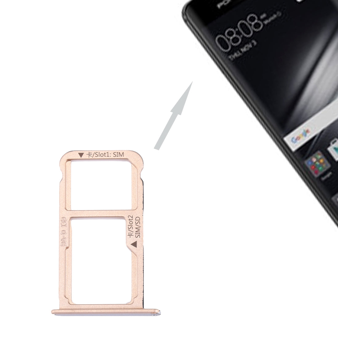 For Huawei Mate 9 SIM Card Tray & SIM / Micro SD Card Tray(Gold)