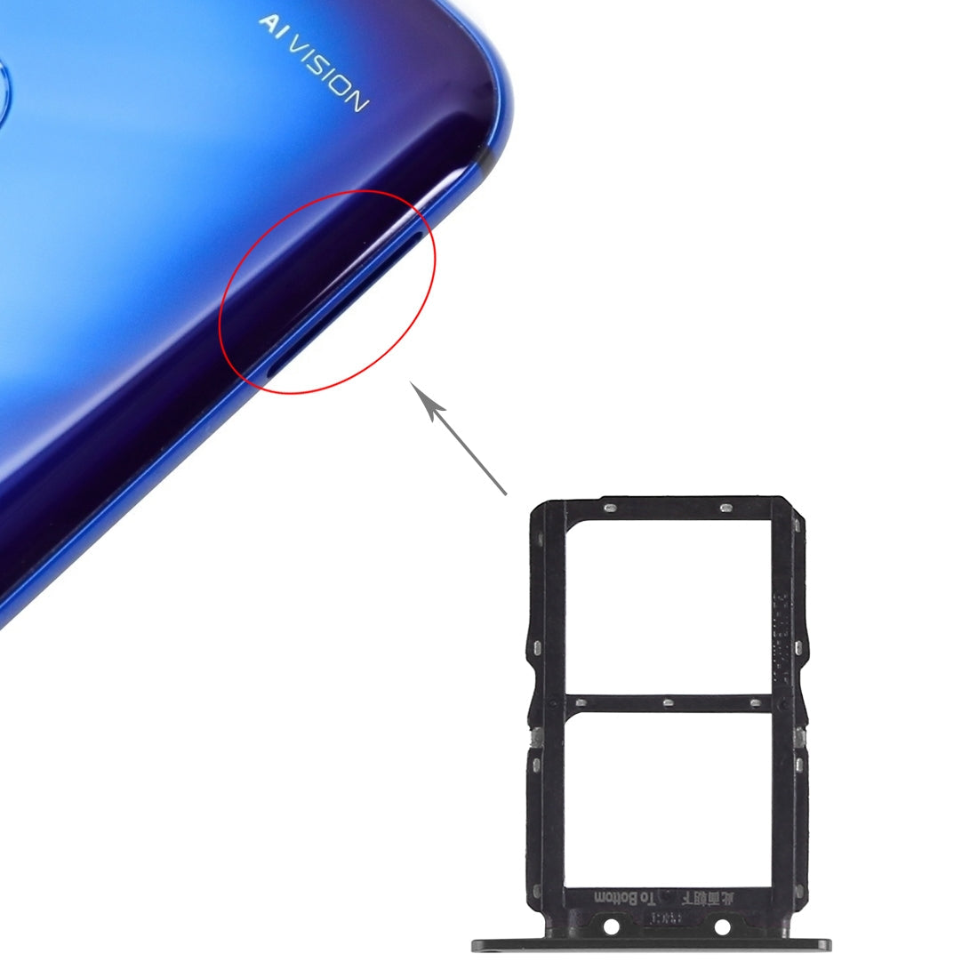 SIM Card Tray + SIM Card Tray for Huawei Honor View 20 (Honor V20) (Black)