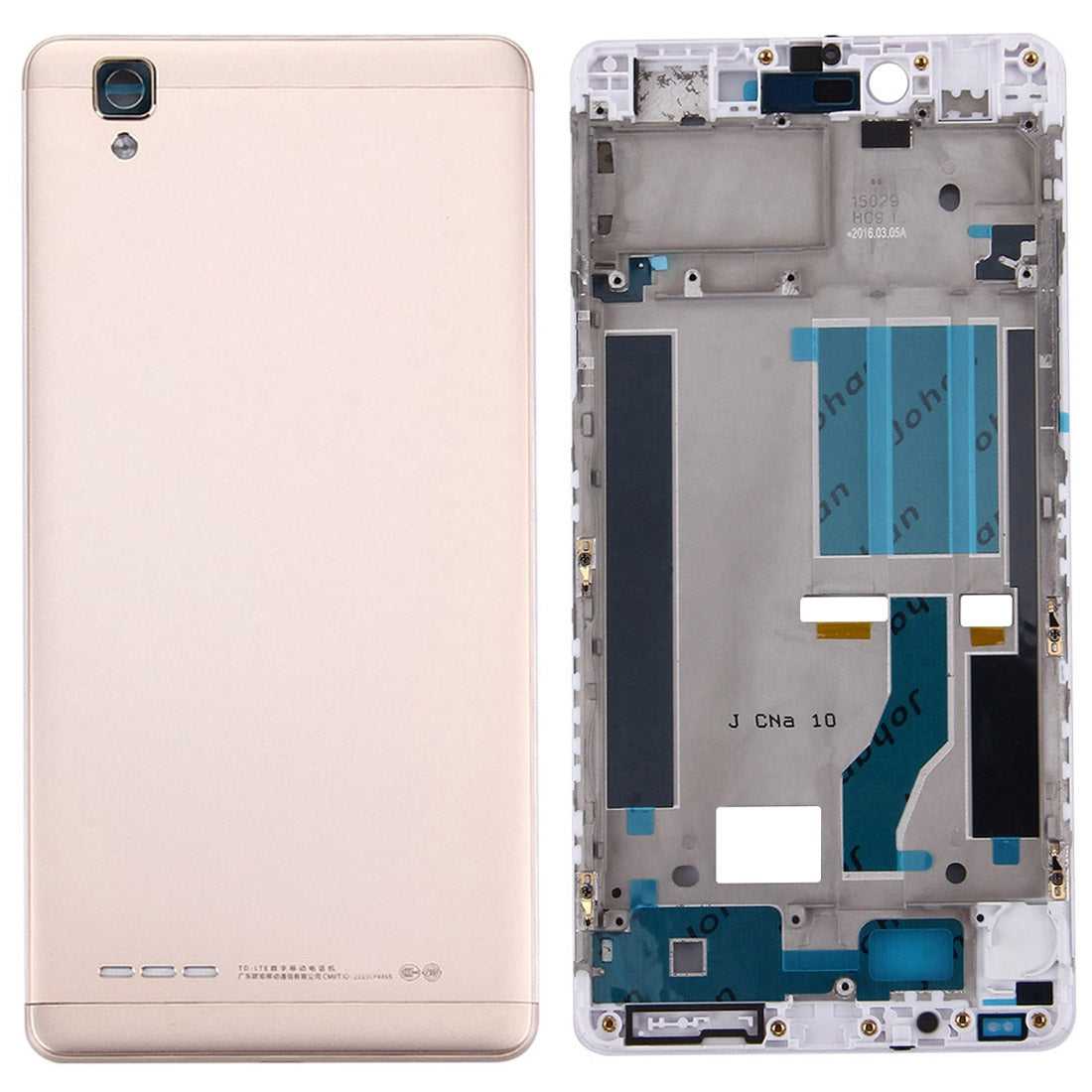For OPPO A53 Battery Back Cover + Front Housing LCD Frame Bezel Plate (Gold)