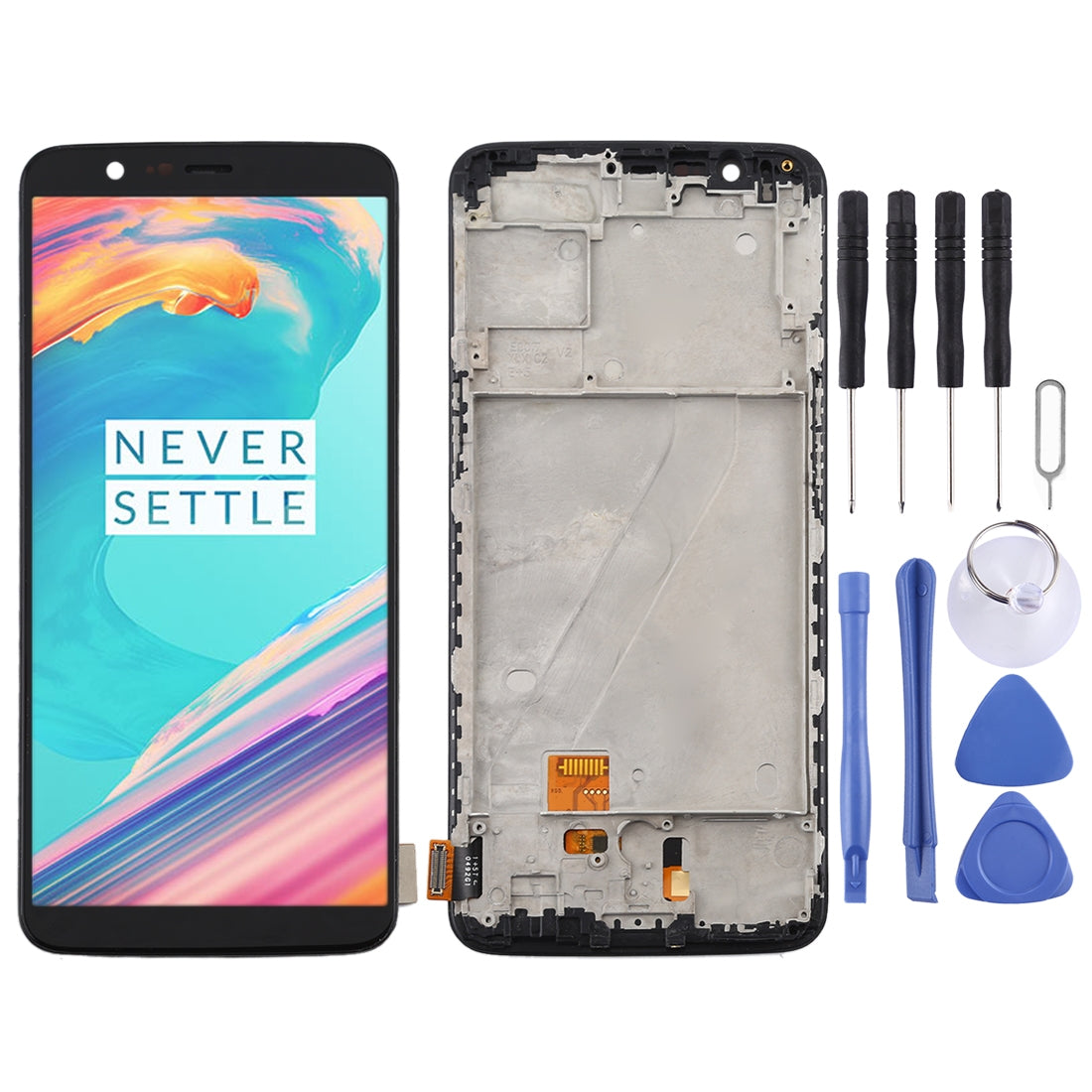 For OnePlus 5T A5010 TFT Material LCD Screen and Digitizer Full Assembly with Frame (Black)