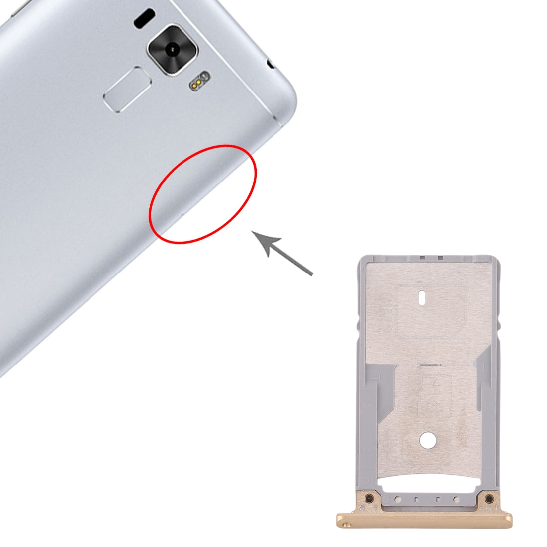 SIM Card Tray + SIM Card Tray + Micro SD Card Tray for Asus Zenfone 3 Laser ZC551KL Z01BDC(Gold)