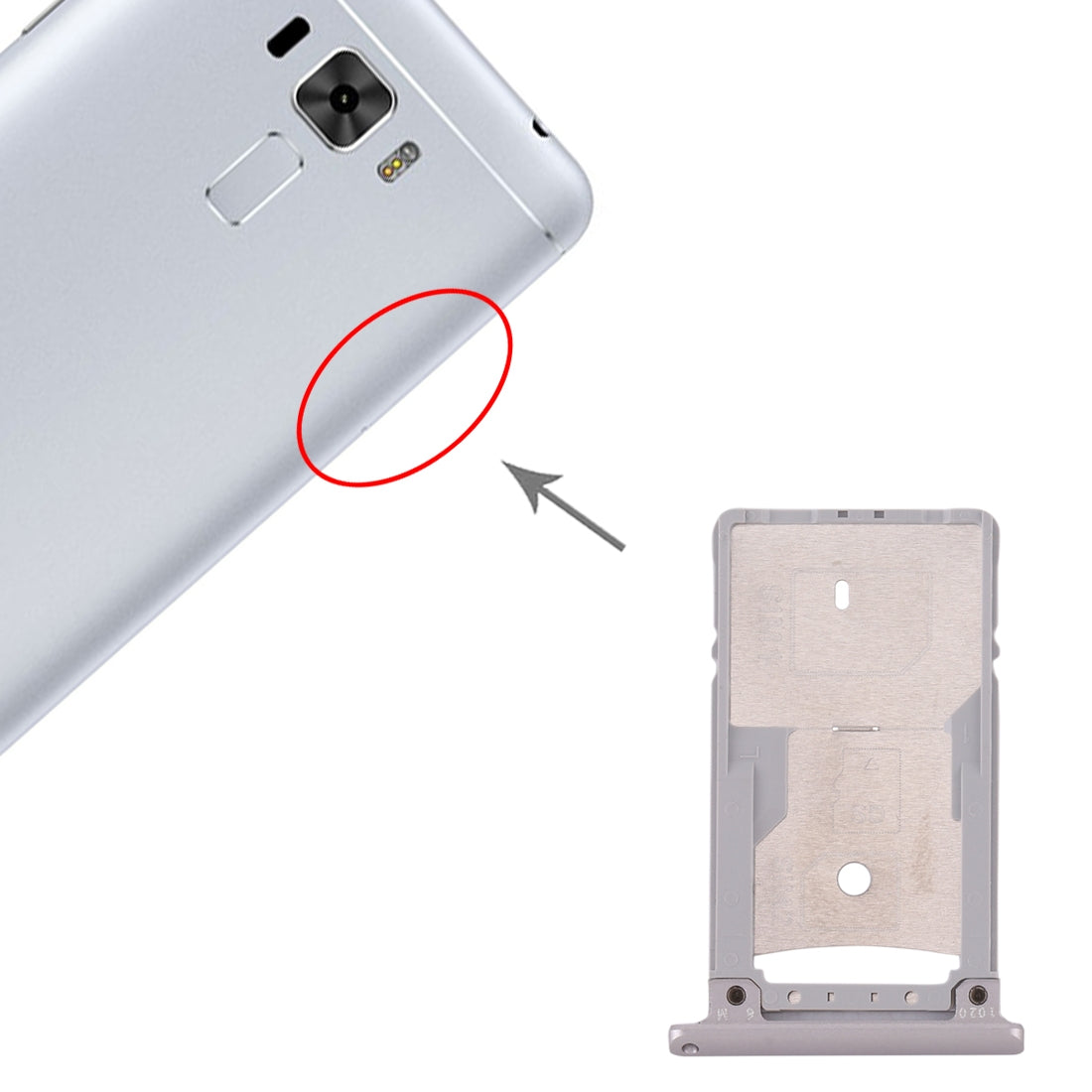 SIM Card Tray + SIM Card Tray + Micro SD Card Tray for Asus Zenfone 3 Laser ZC551KL Z01BDC(Silver)