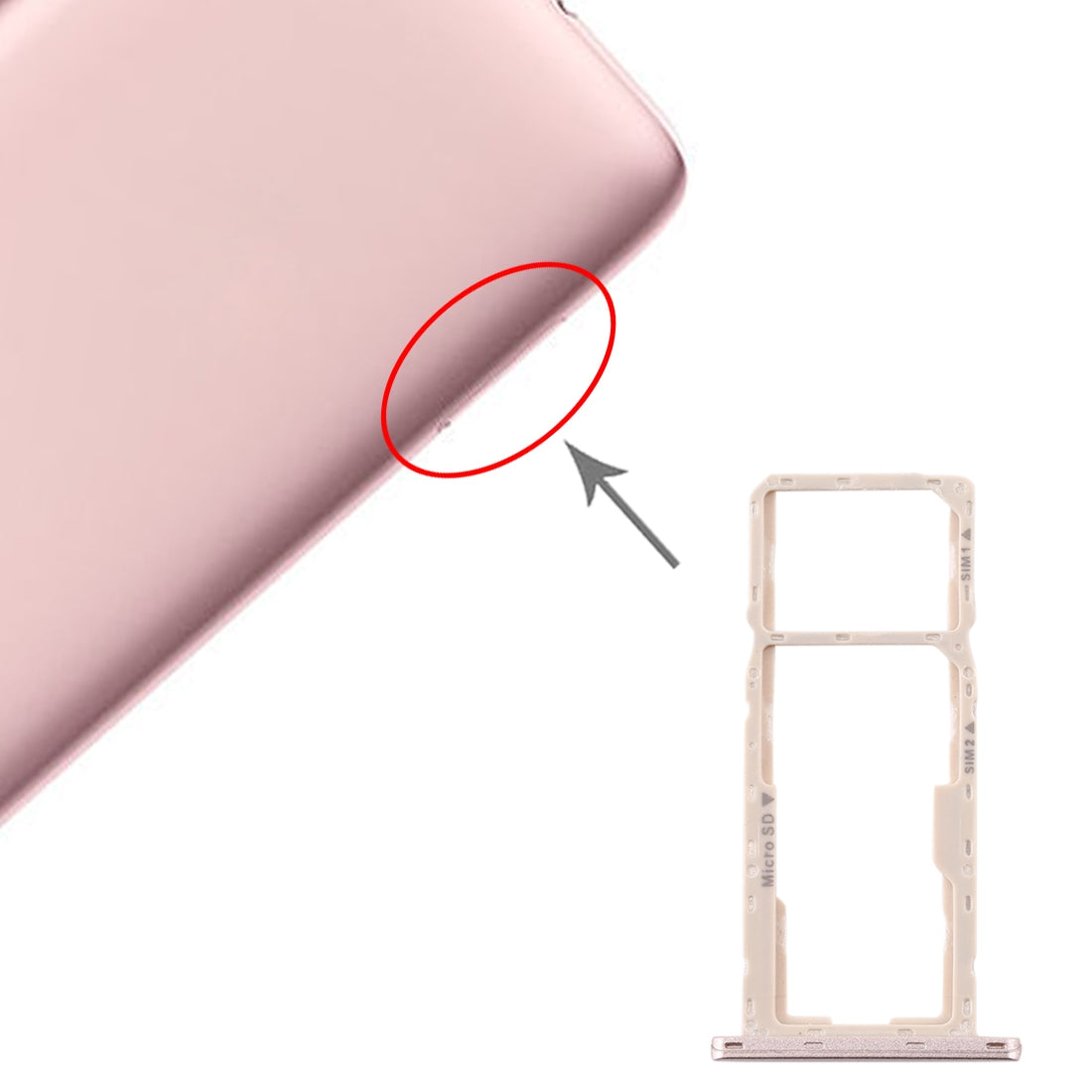 SIM Card Tray + SIM Card Tray + Micro SD Card Tray for Asus Zenfone Live L1 ZA550KL X00RD(Gold)