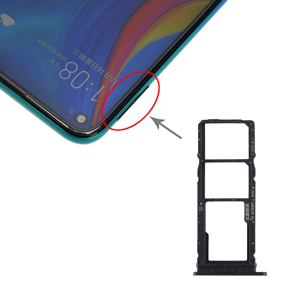 SIM Card Tray + SIM Card Tray + Micro SD Card Tray for Huawei Enjoy 10 / Honor Play 3 (Black)