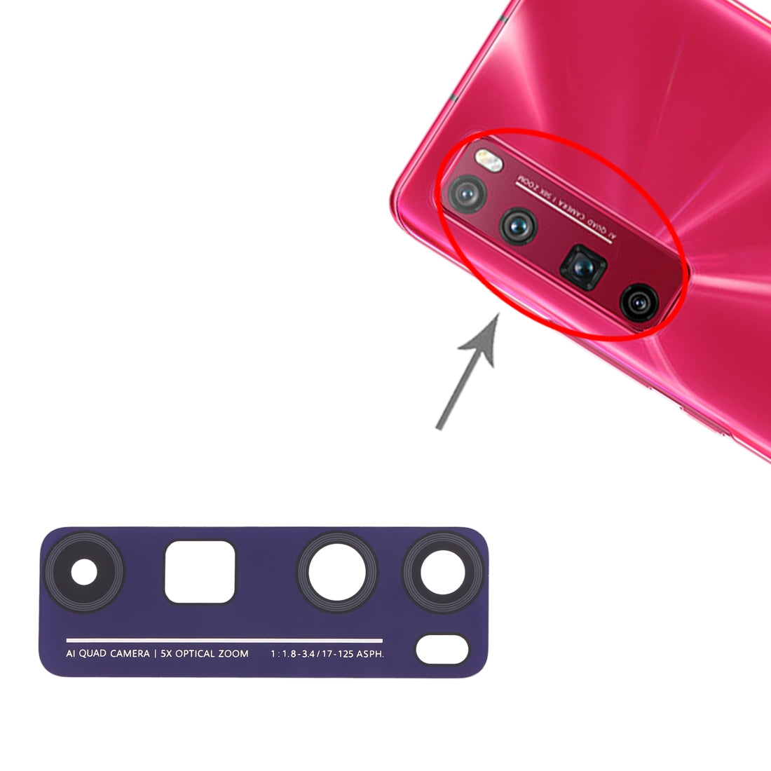 For Huawei Nova 7 Pro 5G 10pcs Back Camera Lens (Purple)