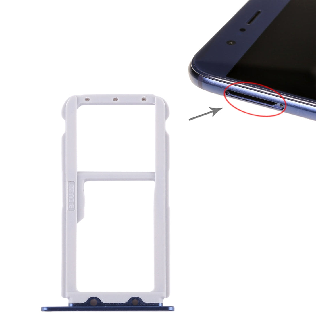SIM Card Tray + SIM Card Tray / Micro SD Card Tray for Huawei Honor V9 (Blue)