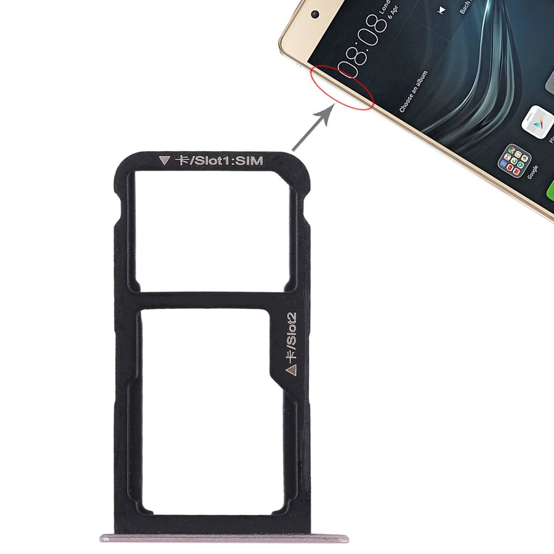 SIM Card Tray + SIM Card Tray / Micro SD Card for Huawei P9 Lite(Pink)