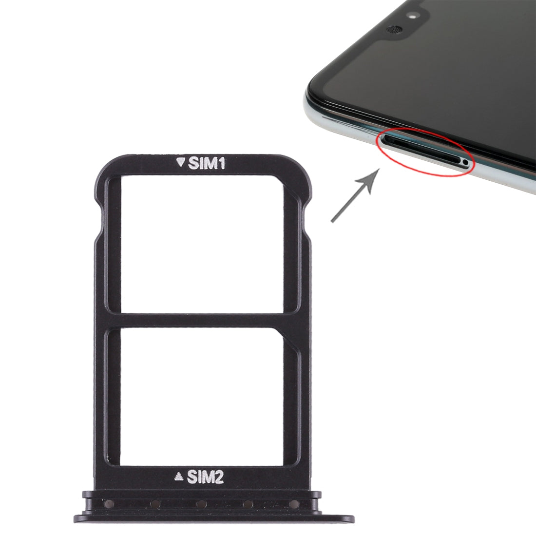 SIM Card Tray + SIM Card Tray for Huawei P20 Pro (Black)