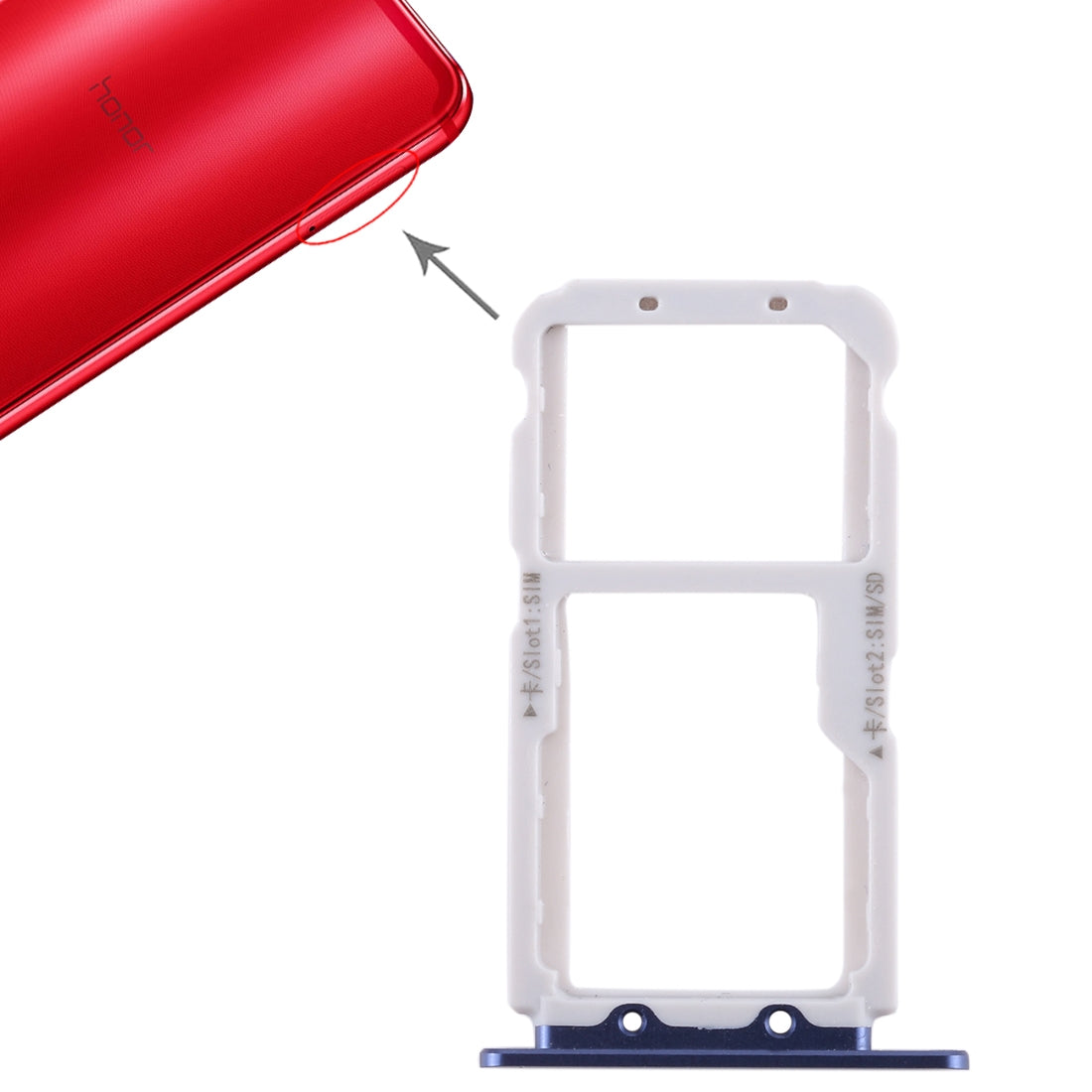SIM Card Tray + SIM Card Tray / Micro SD Card for Huawei Honor View 10 / V10(Blue)