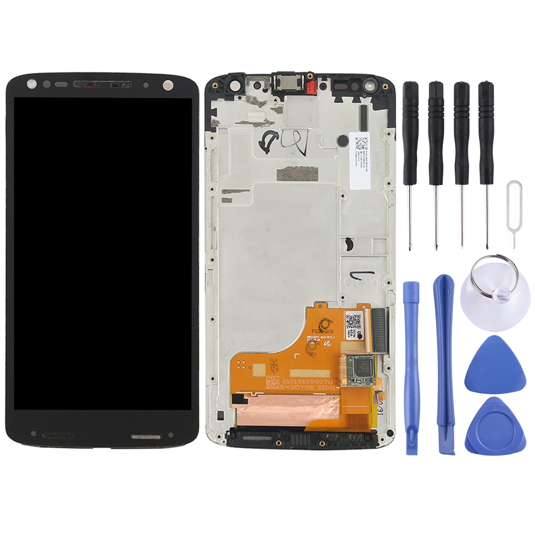 TFT LCD Screen for Motorola Moto X Force XT1581 / Droid Turbo 2 XT1585 Digitizer Full Assembly with Frame (Black)