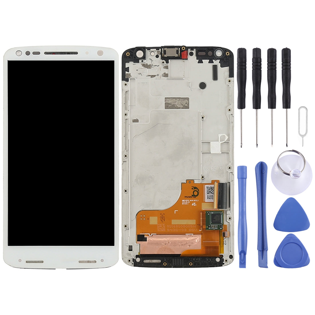 TFT LCD Screen for Motorola Moto X Force XT1581 / Droid Turbo 2 XT1585 Digitizer Full Assembly with Frame(White)