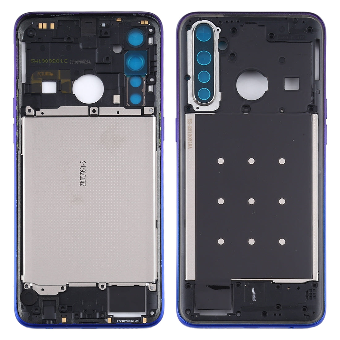 For OPPO Realme 5 Pro / Q Middle Frame Bezel Plate with Side Keys (Purple)
