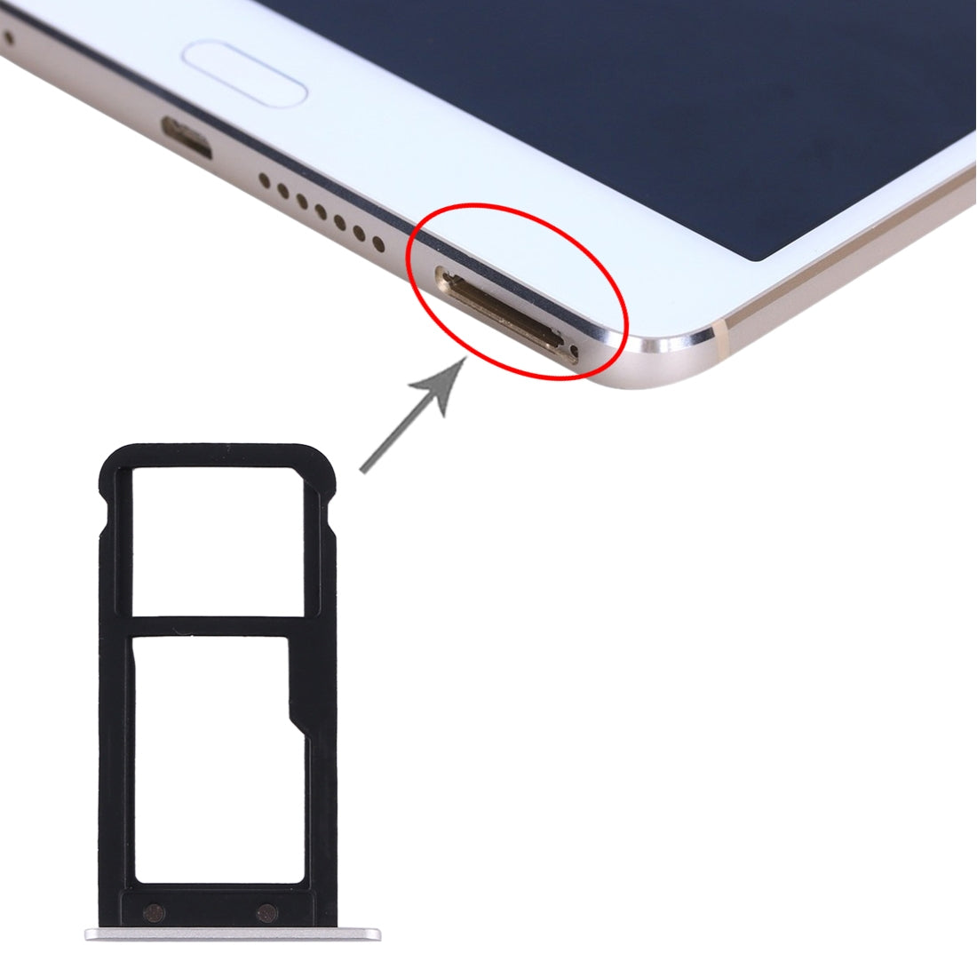 SIM Card Tray + Micro SD Card Tray for Huawei MediaPad M3 8.4 (4G Version) (Silver)