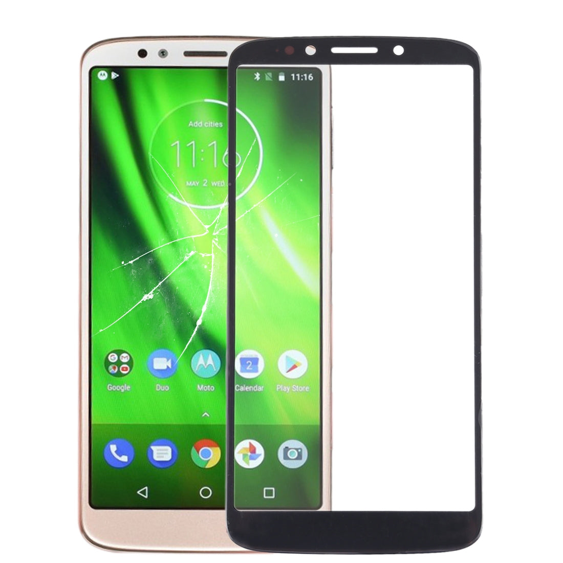 Front Screen Outer Glass Lens for Motorola Moto G6 Play(Black)