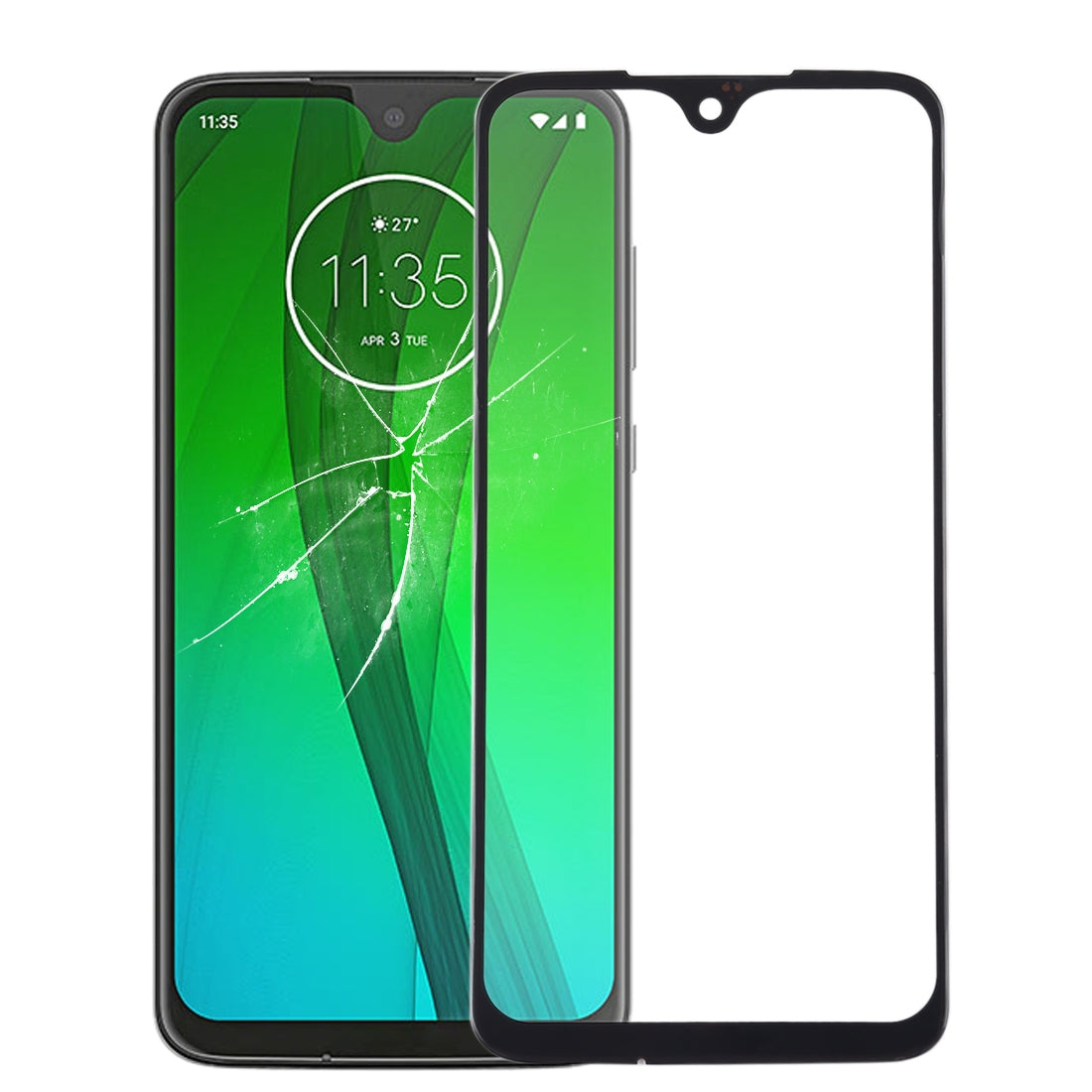 Front Screen Outer Glass Lens for Motorola Moto G7(Black)