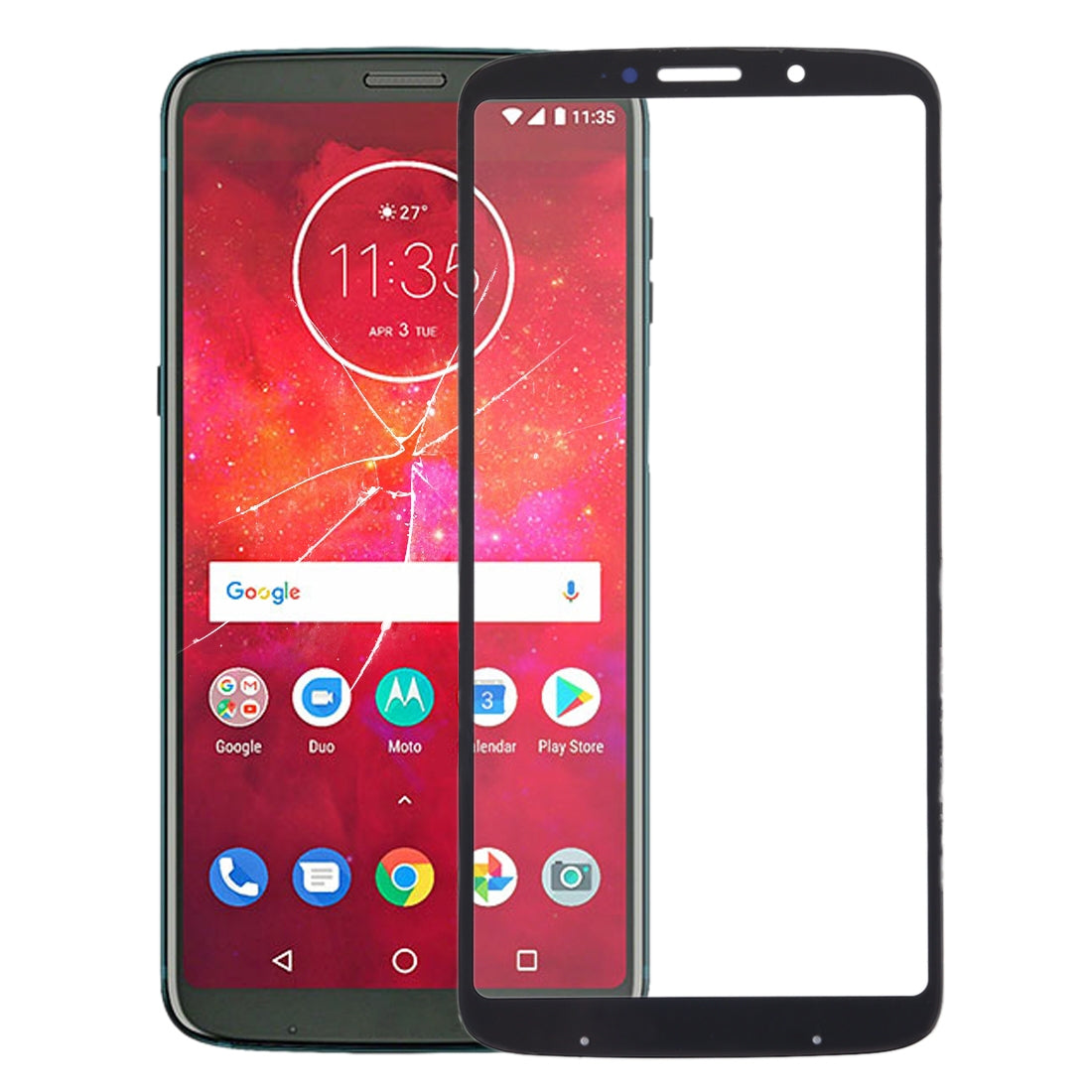 Front Screen Outer Glass Lens for Motorola Moto Z3 Play(Black)