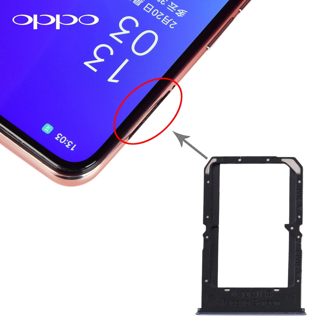 For OPPO Reno3/K7 5G/Find X2 Lite SIM Card Tray + SIM Card Tray(Blue)