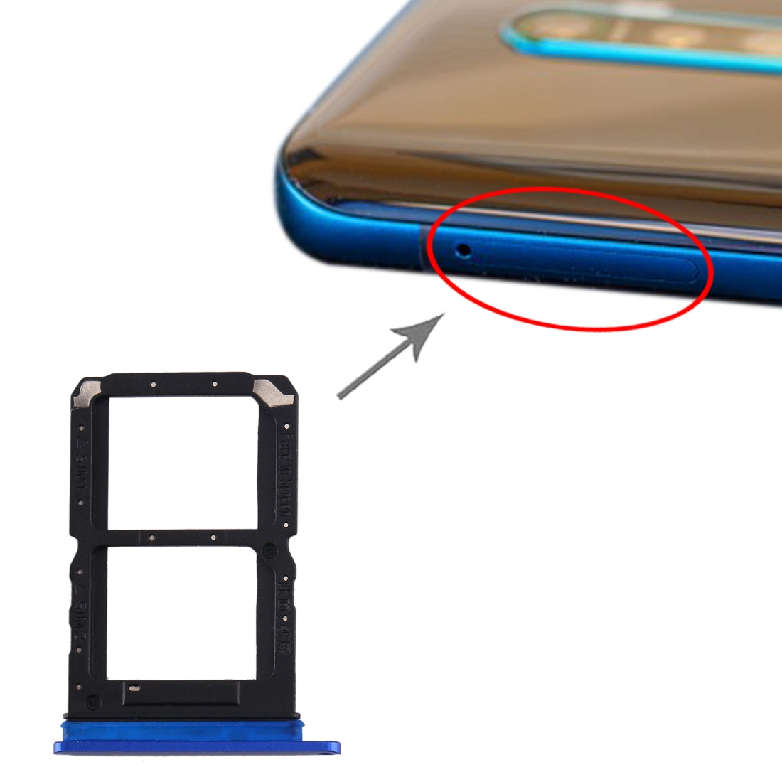 For OPPO Reno Ace SIM Card Tray + SIM Card Tray (Blue)
