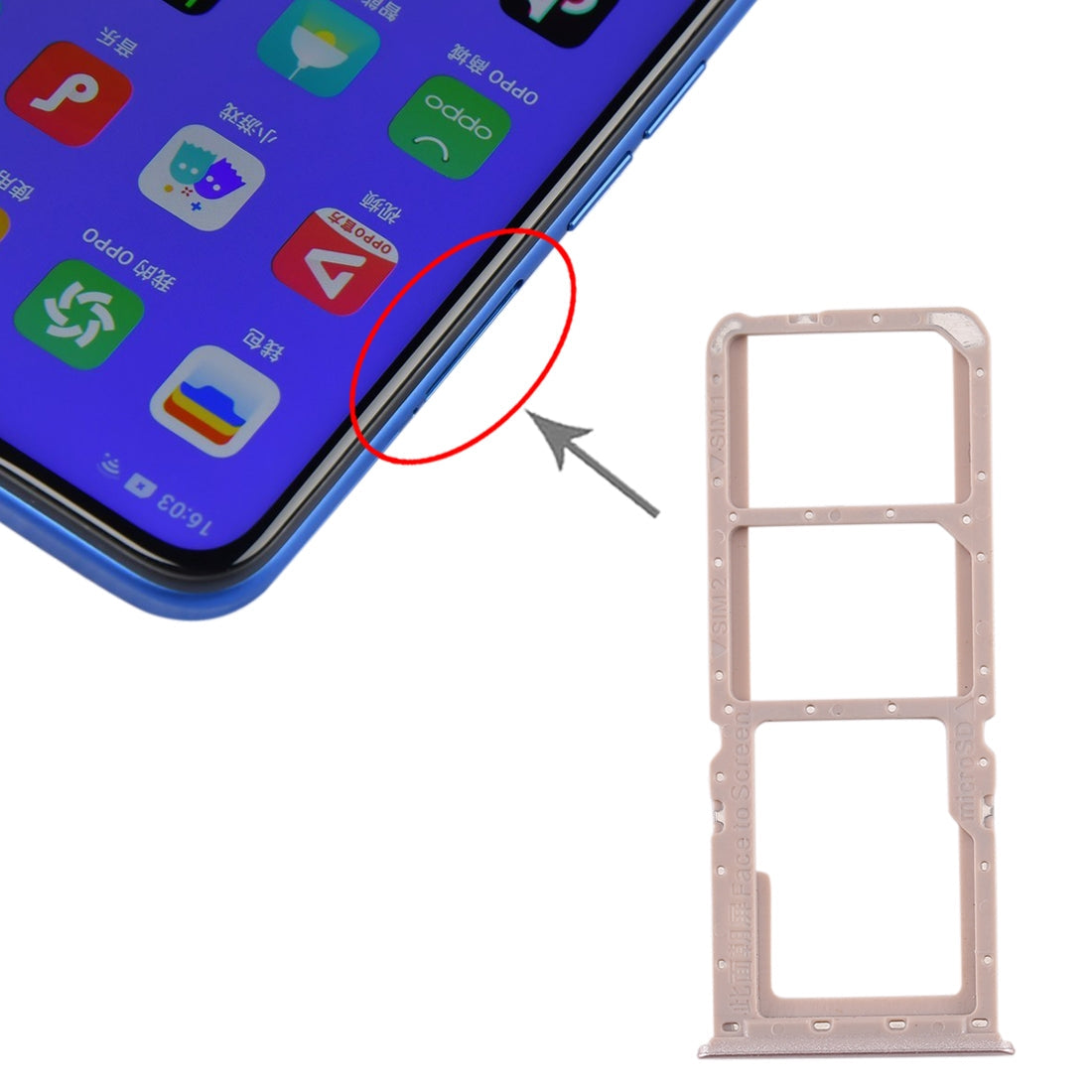 For OPPO A11x/A11/A9(2020)/A5(2020) SIM Card Tray + SIM Card Tray + Micro SD Card Tray (Gold)