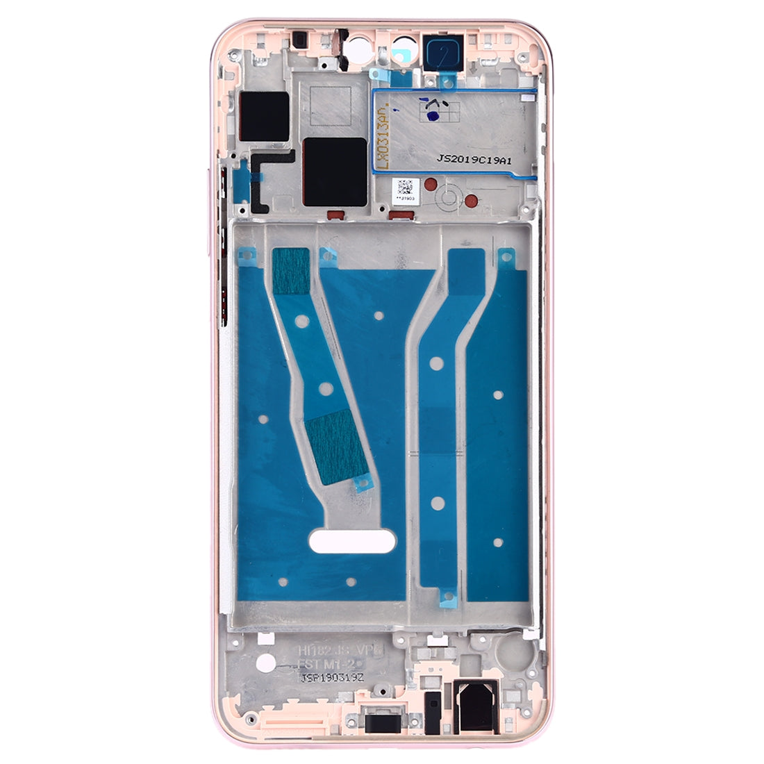 Front Housing LCD Frame Bezel Plate with Side Keys for Huawei Y9 (2019)(Pink)