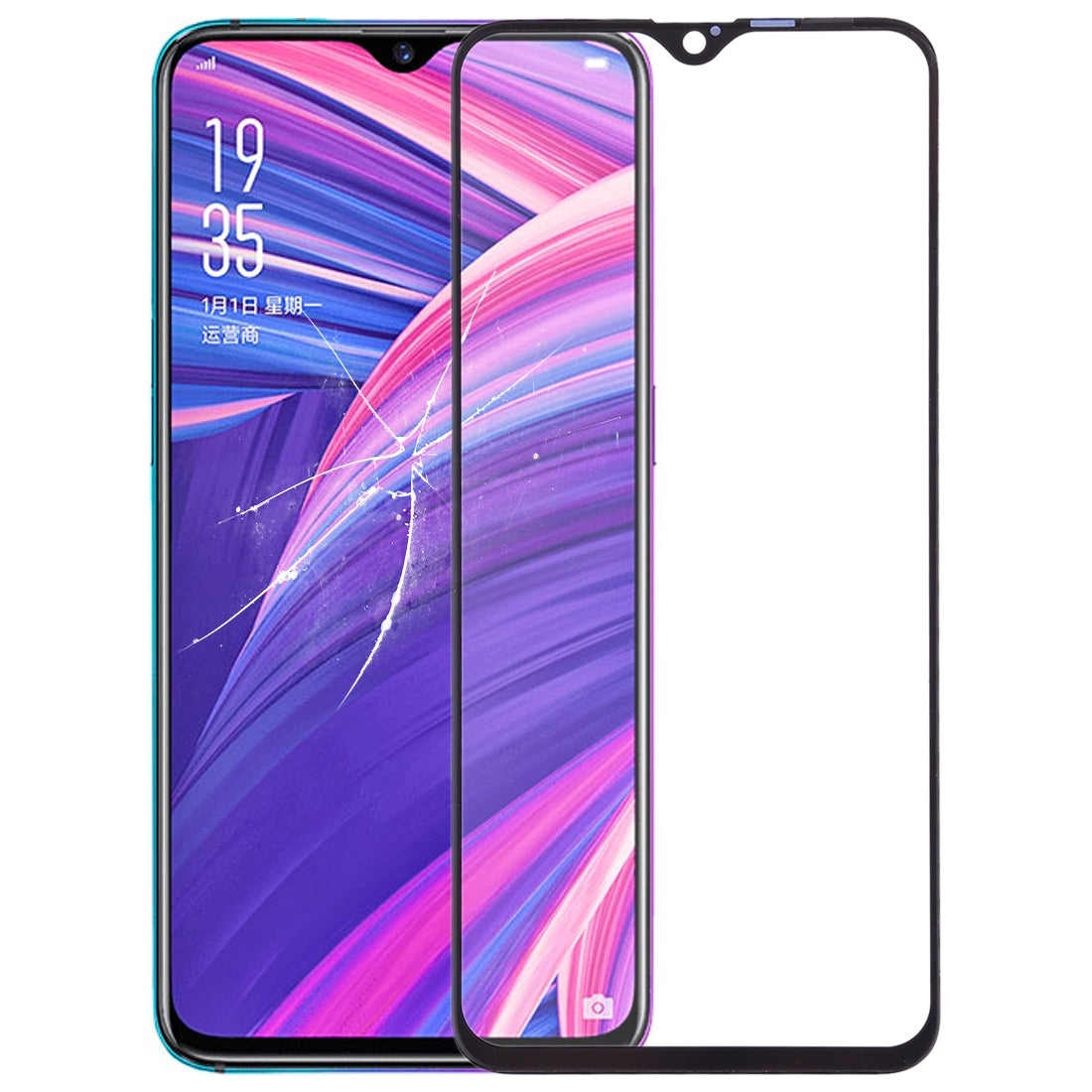 For OPPO R19 Front Screen Outer Glass Lens (Black)