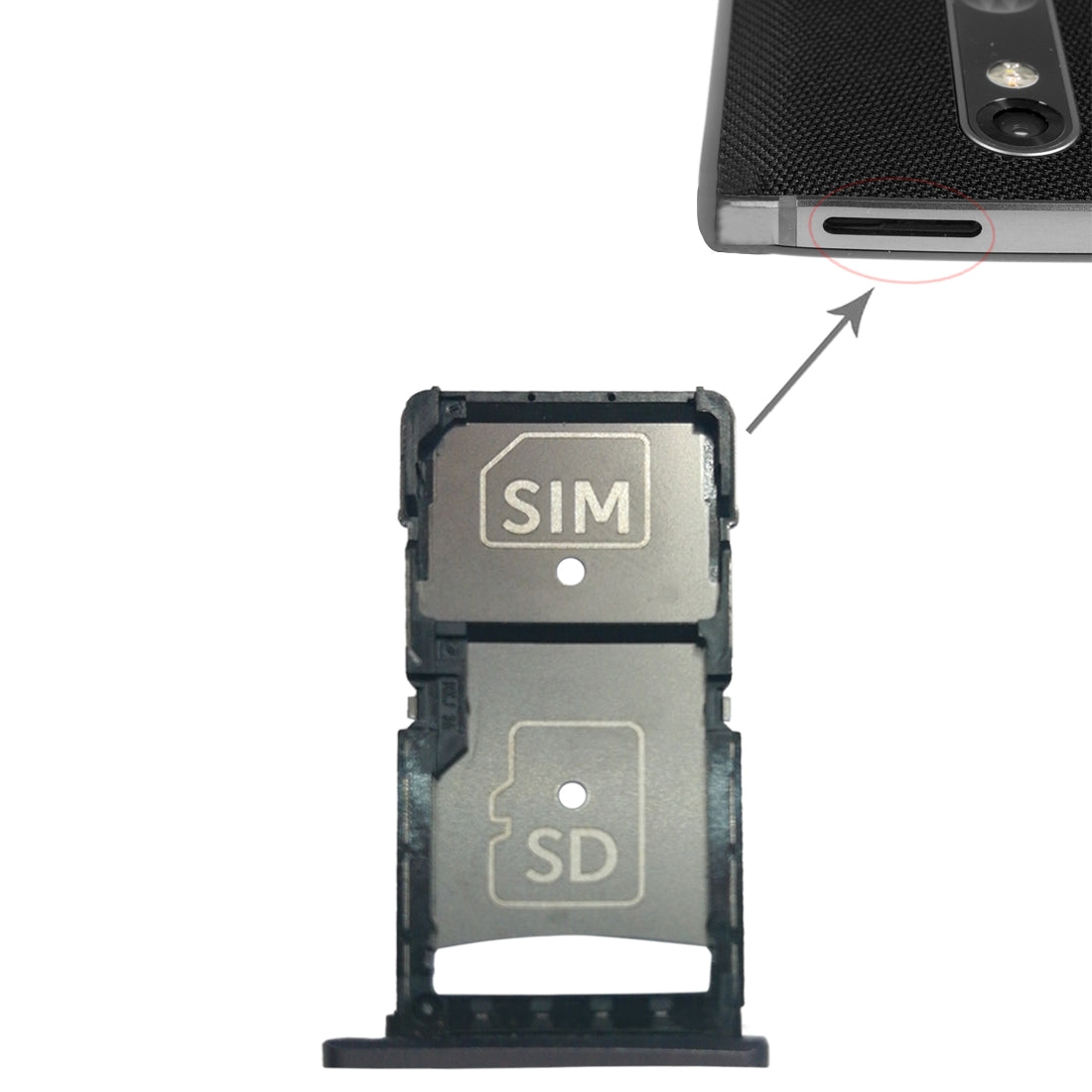 SIM Card Tray + Micro SD Card Tray for Motorola Droid Turbo 2 / XT1585(Grey)