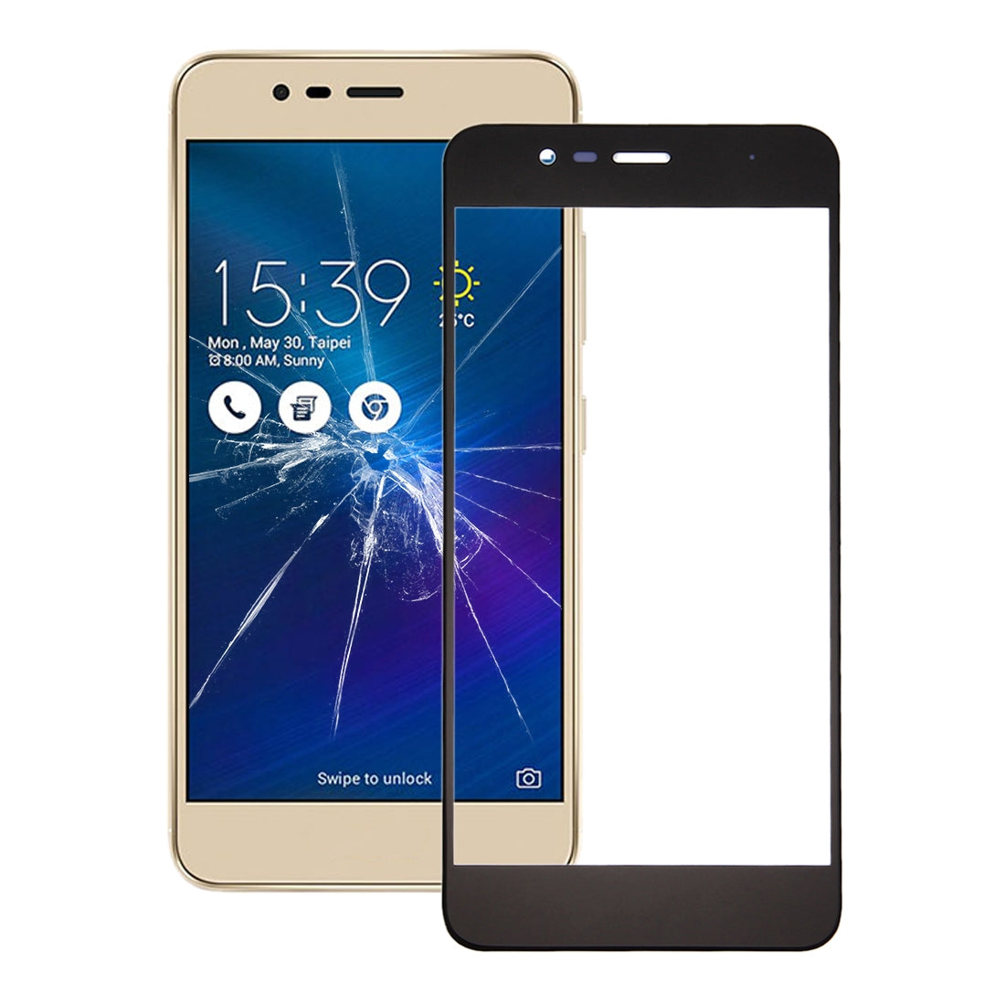 Front Screen Outer Glass Lens for Asus Zenfone 3 Max / ZC520TL(Black)
