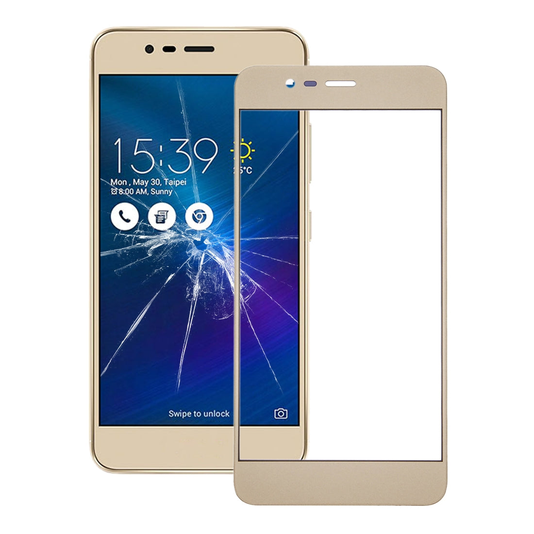 Front Screen Outer Glass Lens for Asus Zenfone 3 Max / ZC520TL(Gold)