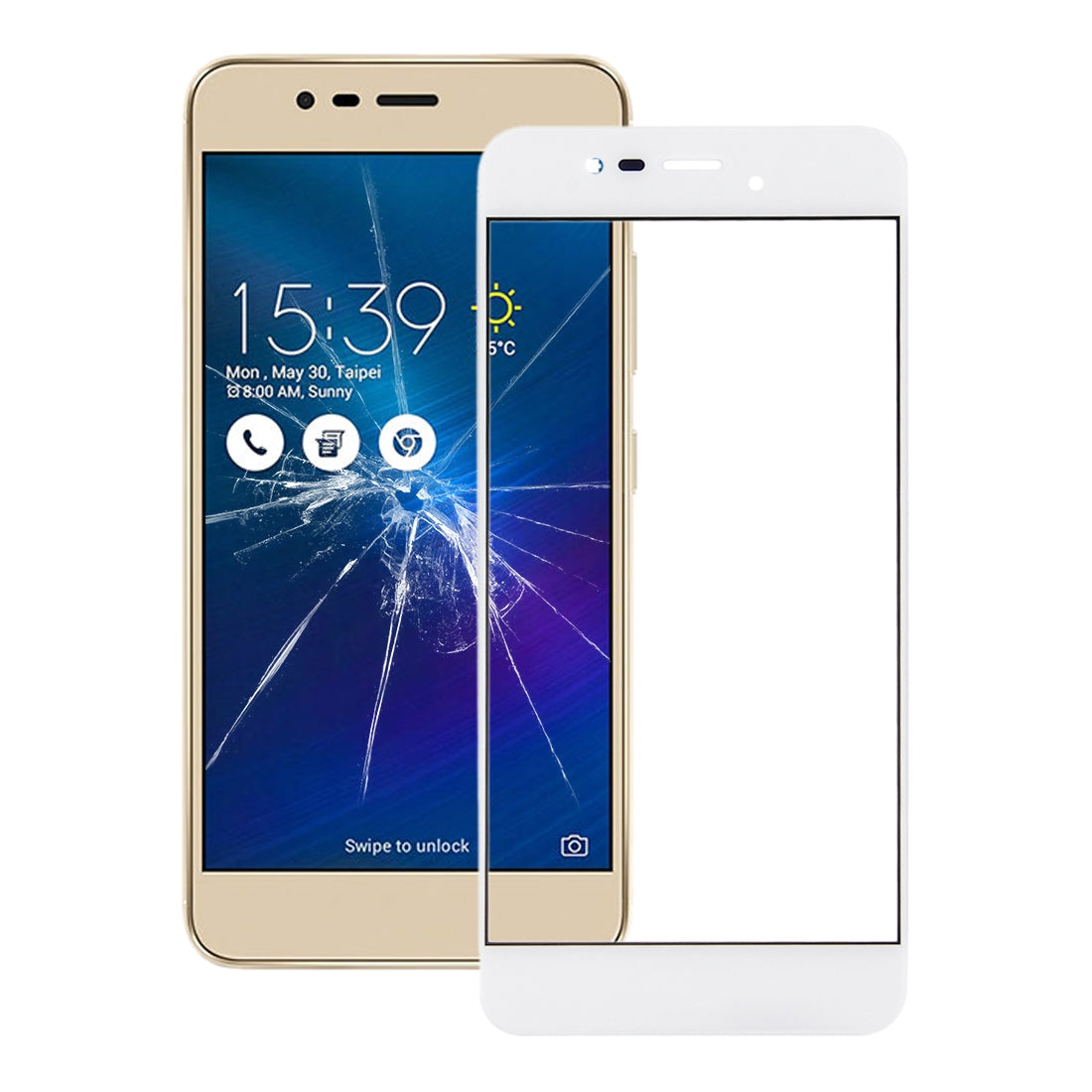 Front Screen Outer Glass Lens for Asus Zenfone 3 Max / ZC520TL(White)