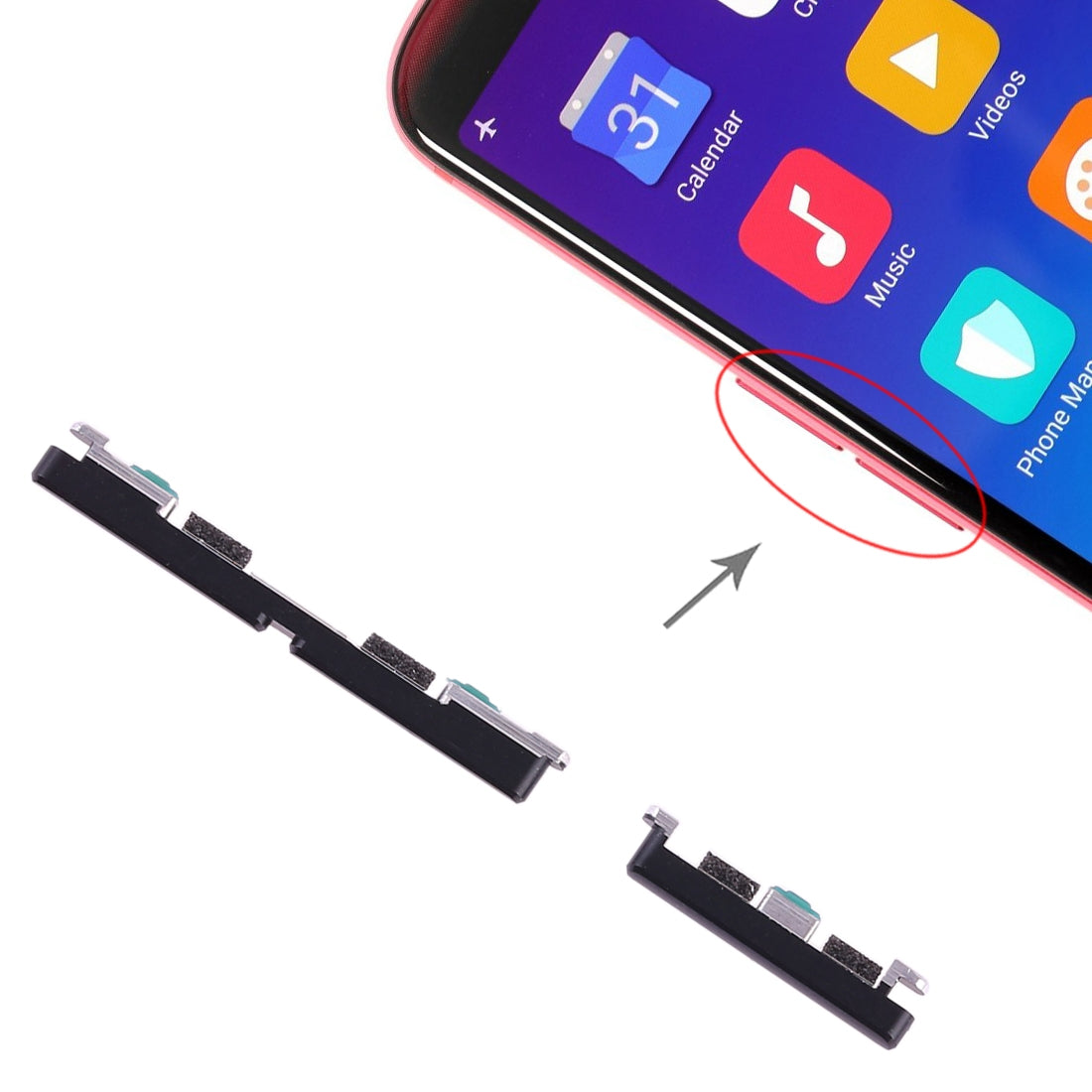 For OPPO R11s Side Keys(Black)