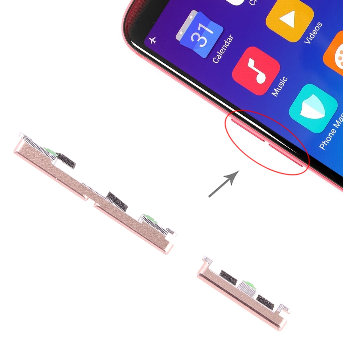 For OPPO R11s Side Keys(Gold)