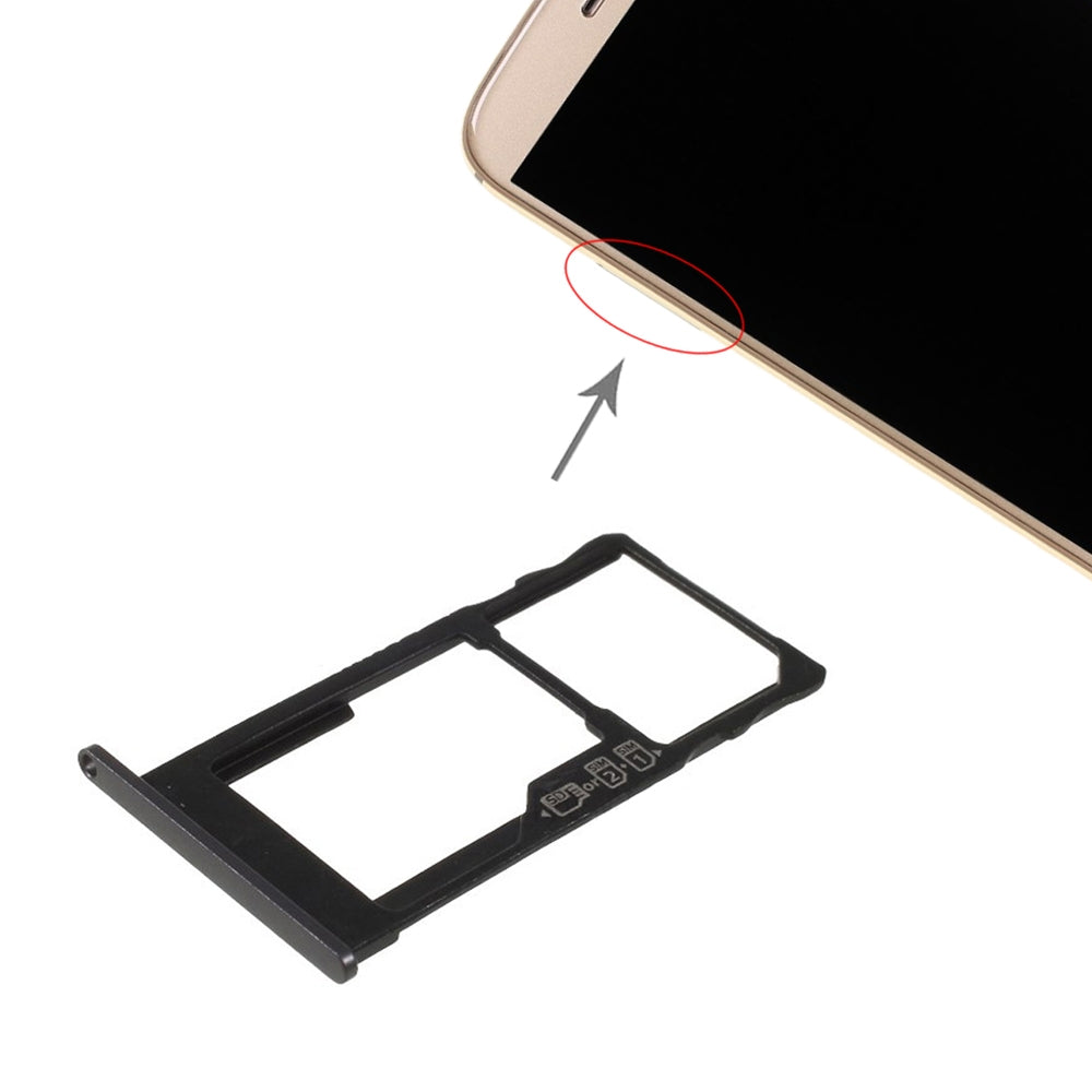 SIM Card Tray + SIM Card Tray / Micro SD Card Tray for Motorola Moto M XT1662 XT1663(Black)