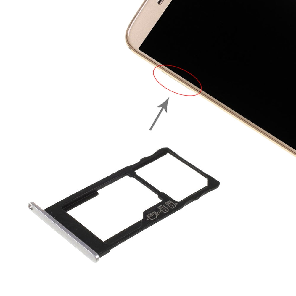 SIM Card Tray + SIM Card Tray / Micro SD Card Tray for Motorola Moto M XT1662 XT1663(Silver)
