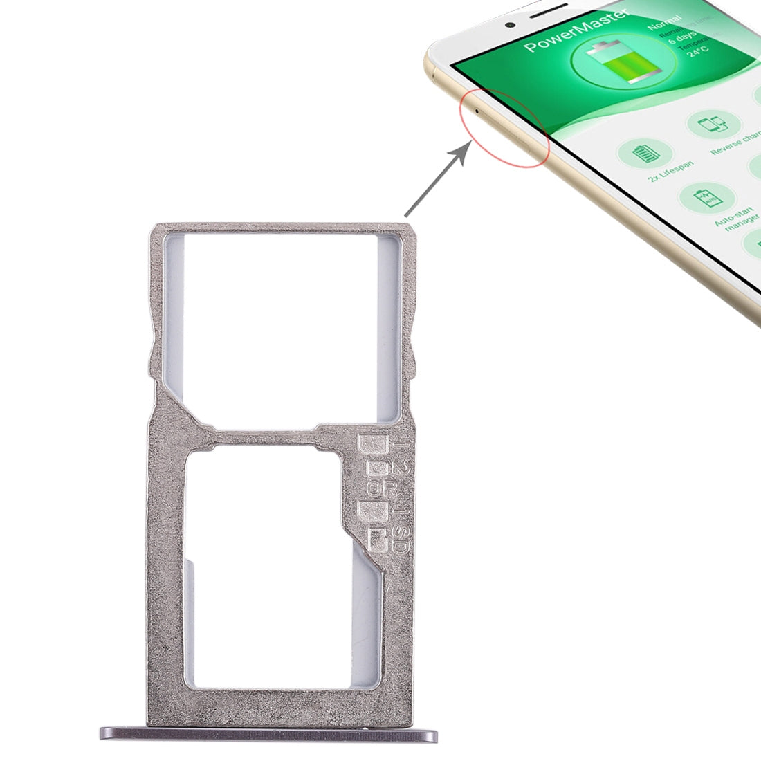 SIM Card Tray + Micro SD Card Tray for Asus Zenfone 3 Max ZC553KL(Black)