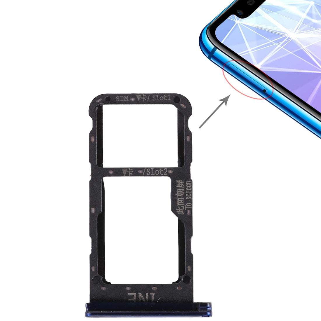 SIM Card Tray for Huawei P smart + / Nova 3i(Blue)