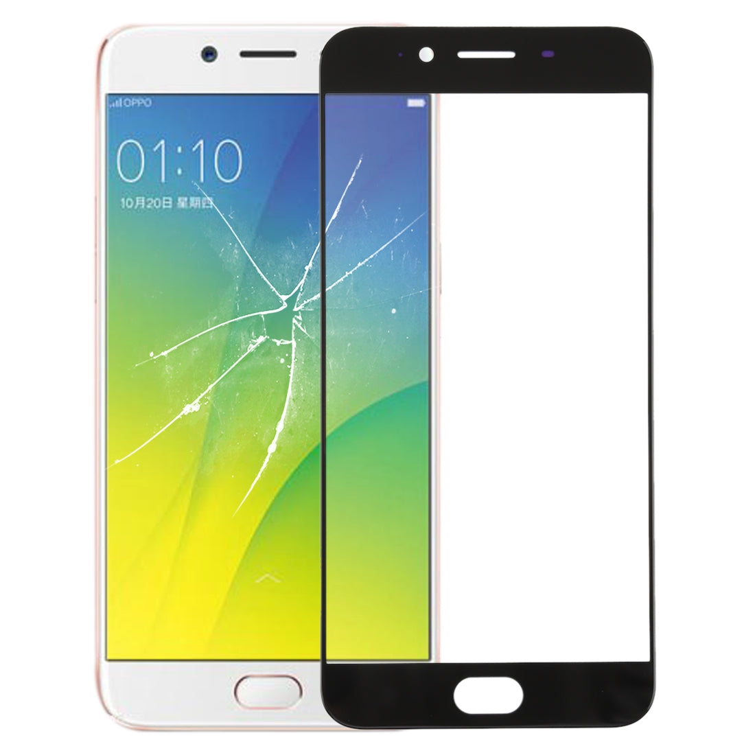 For OPPO R9s Front Screen Outer Glass Lens (Black)