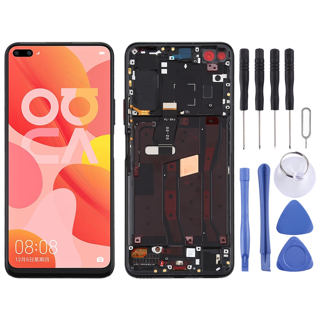 OEM LCD Screen for Huawei Nova 6 4G Digitizer Full Assembly with Frame(Black)