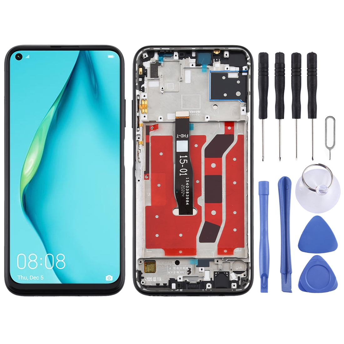 OEM LCD Screen for Huawei P40 Lite Digitizer Full Assembly with Frame(Black)
