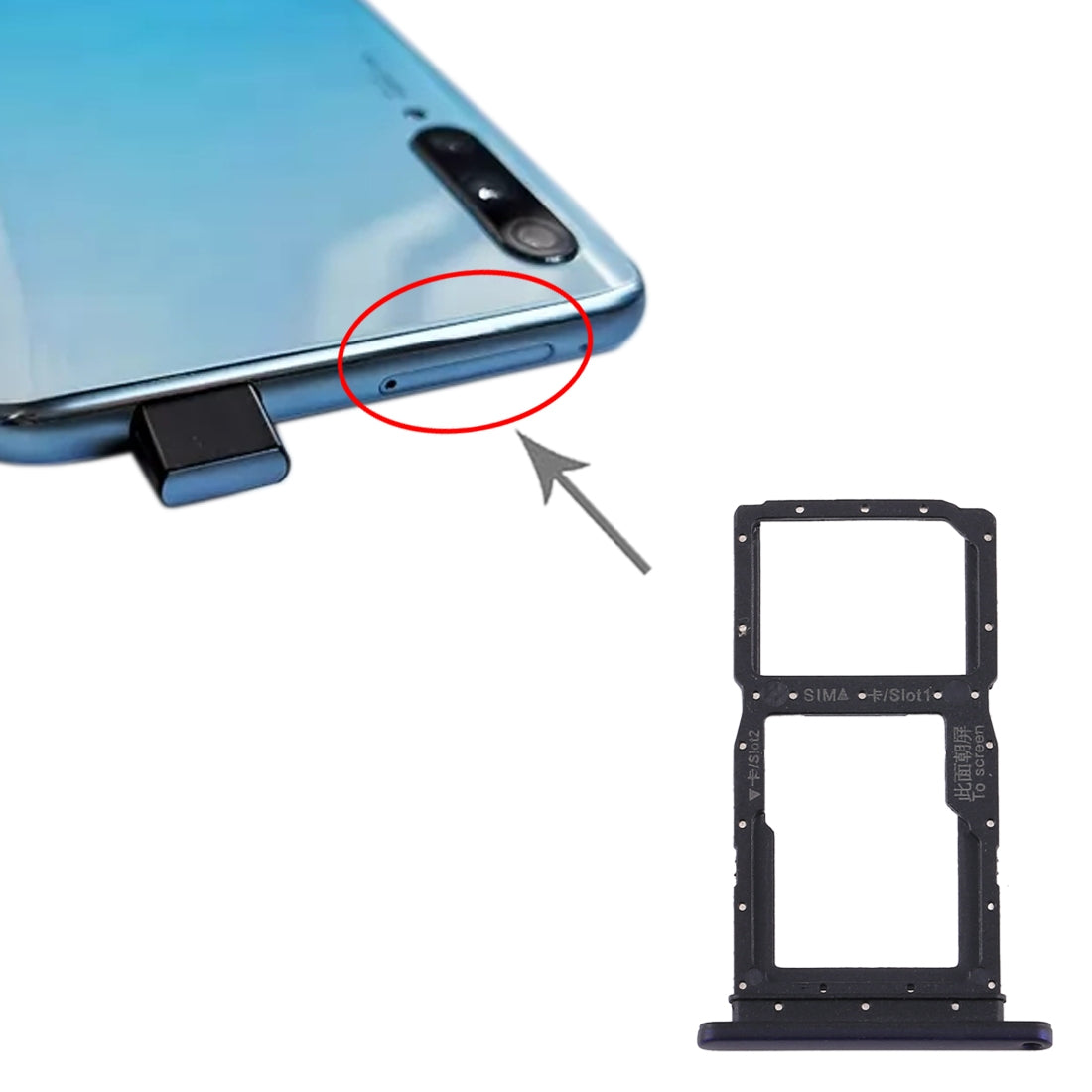 SIM Card Tray + SIM Card Tray / Micro SD Card Tray for Huawei Y9s(Purple)