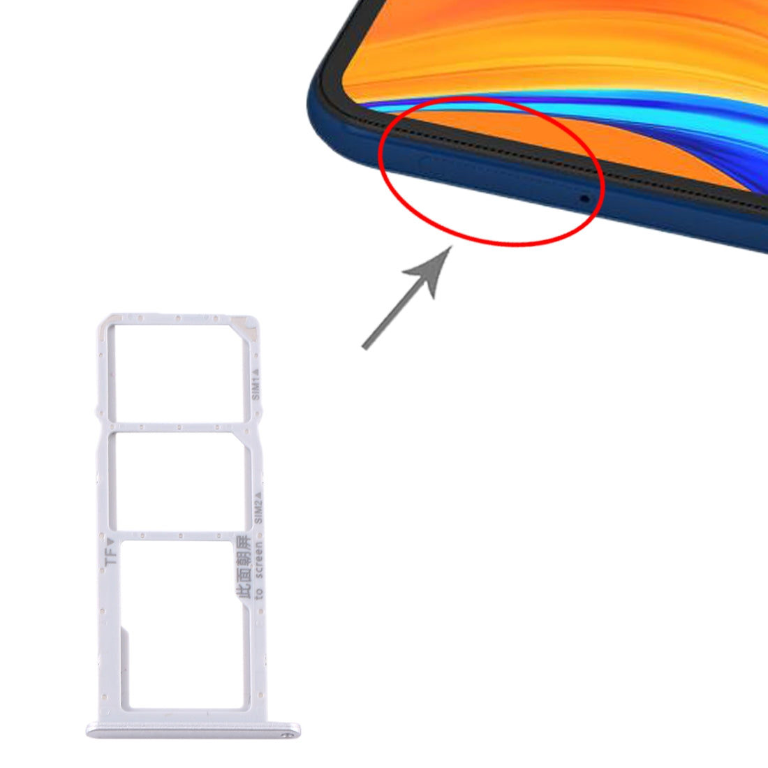 SIM Card Tray + SIM Card Tray + Micro SD Card Tray for Huawei Y6s (2020) (Silver)