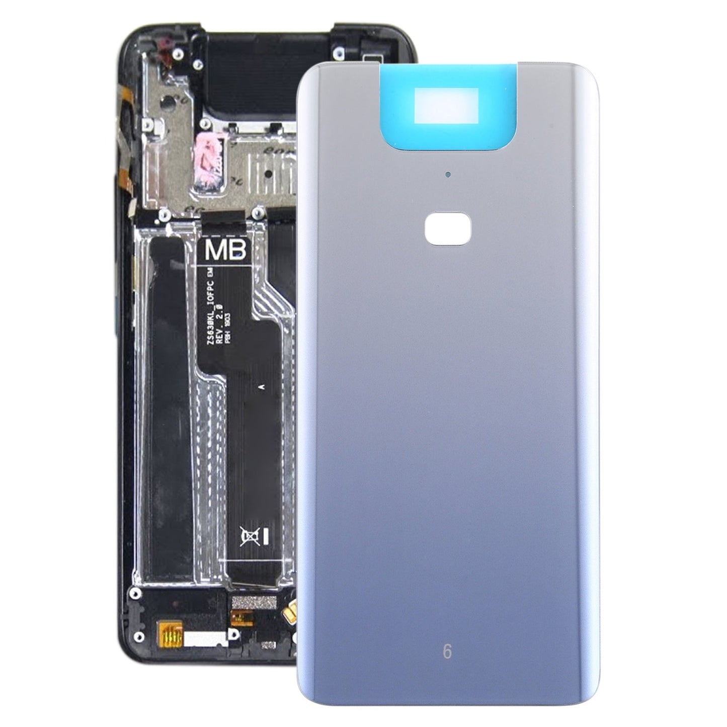 Glass Battery Back Cover for Asus Zenfone 6 ZS630KL(Silver)