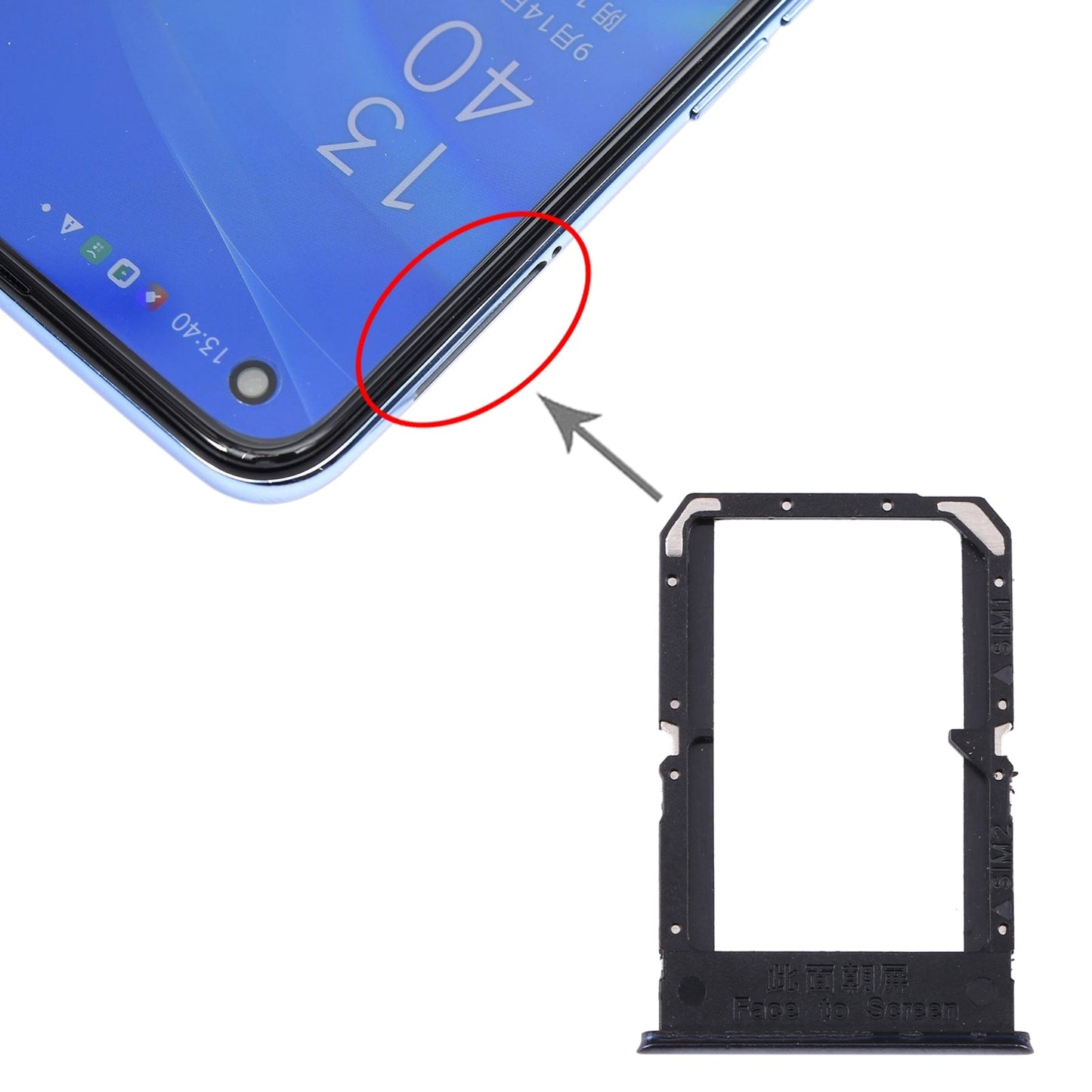 For OPPO Reno4 SE/A93 4G/OPPO Reno4 F/Reno4 Lite/F17 Pro PEAT00 PEAM00 SIM Card Tray + SIM Card Tray (Black)