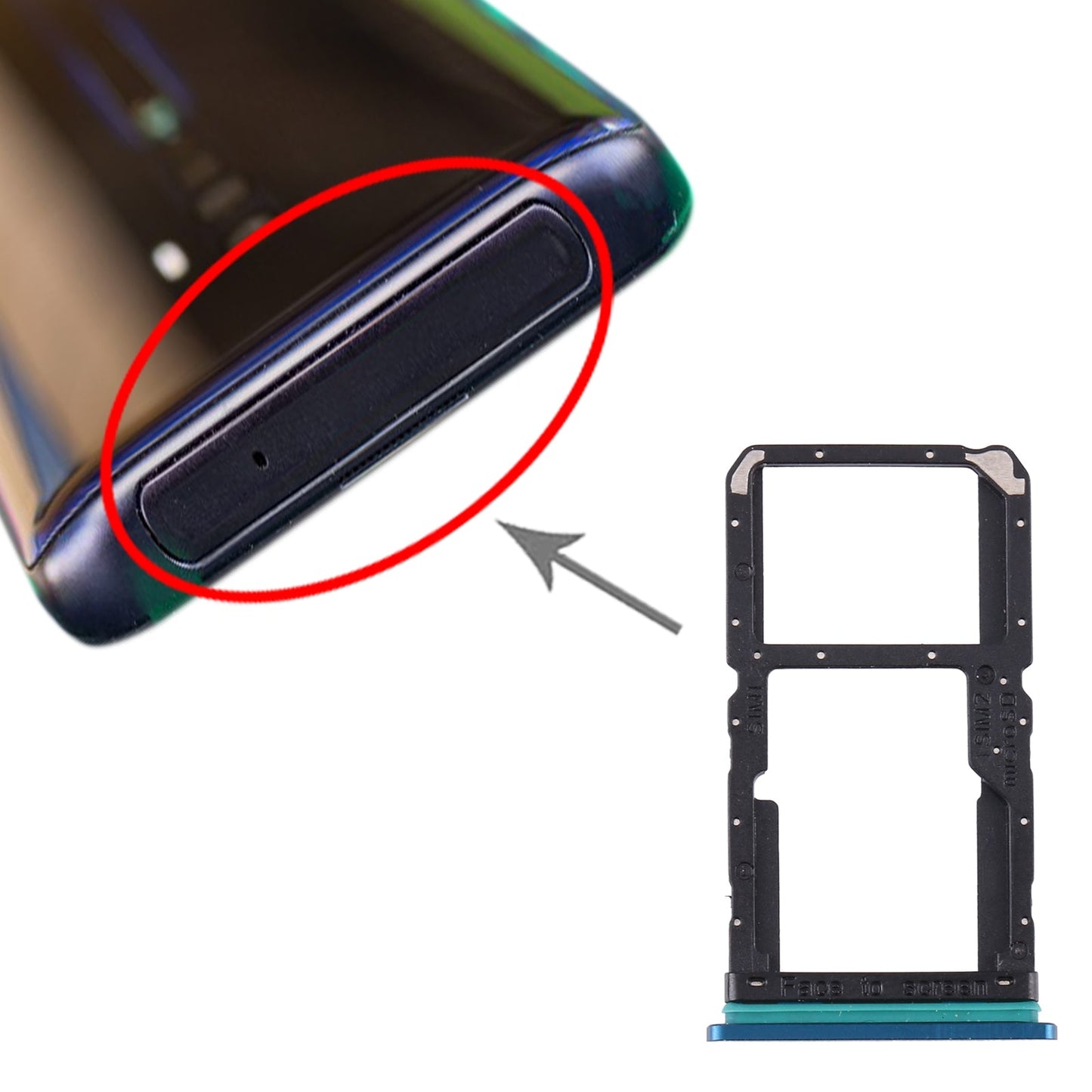 For OPPO Reno2 PCKM70 PCKT00 PCKM00 CPH1907 SIM Card Tray + SIM Card Tray / Micro SD Card Tray (Green)