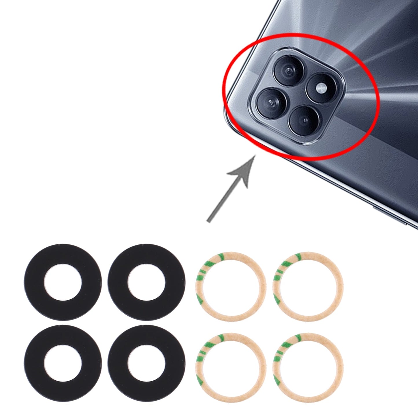 For OPPO Reno4 SE 10pcs Back Camera Lens