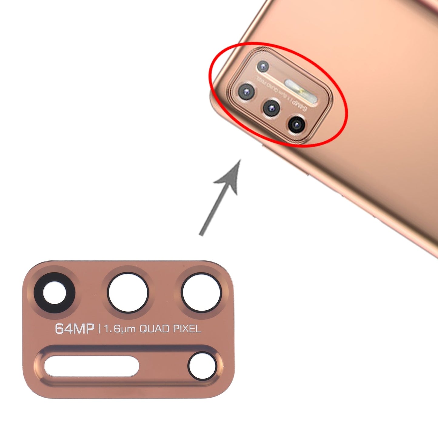 10 PCS Back Camera Lens for Motorola Moto G9 Plus XT2087-1 (Gold)