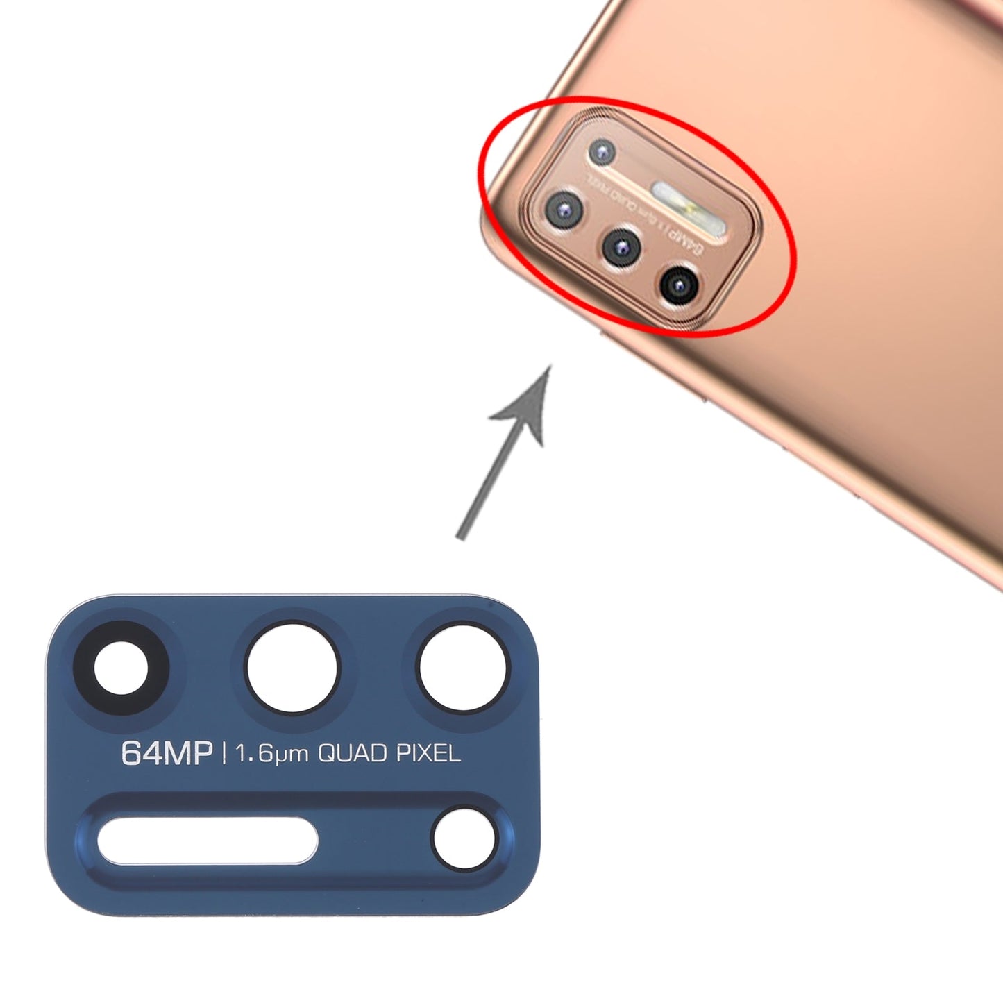 10 PCS Back Camera Lens for Motorola Moto G9 Plus XT2087-1 (Blue)