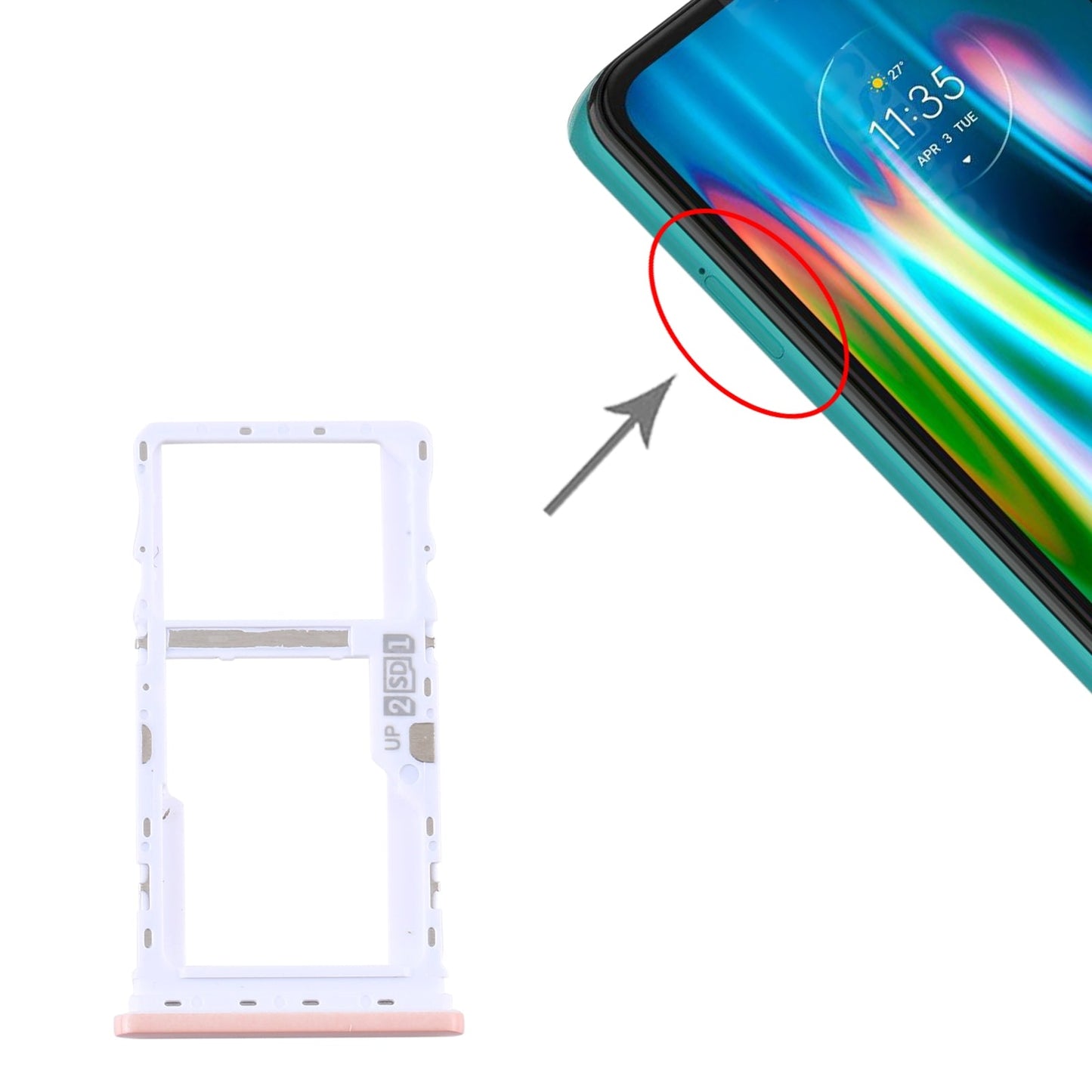 SIM Card Tray + SIM Card Tray / Micro SD Card Tray for Motorola Moto G9 Play/Moto G9 (India) (Pink)