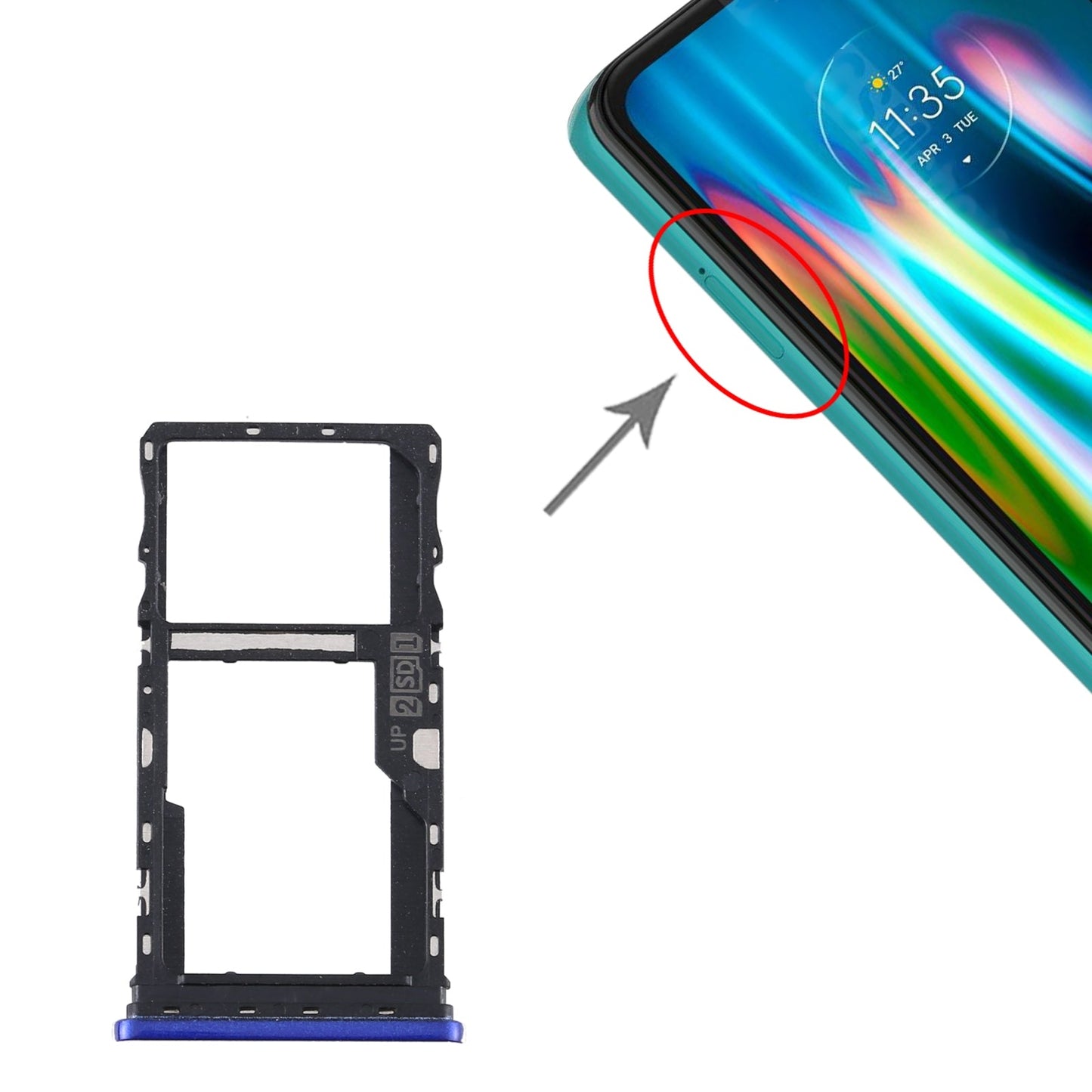 SIM Card Tray + SIM Card Tray / Micro SD Card Tray for Motorola Moto G9 Play/Moto G9 (India) (Blue)