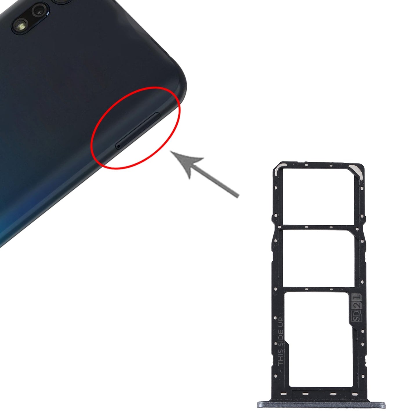 SIM Card Tray + SIM Card Tray + Micro SD Card Tray for Motorola Moto E6 Plus/Moto E6s (2020)/AGA0004/PAGA0004IN/PAGA0033IN/PAGA0033 (Grey)