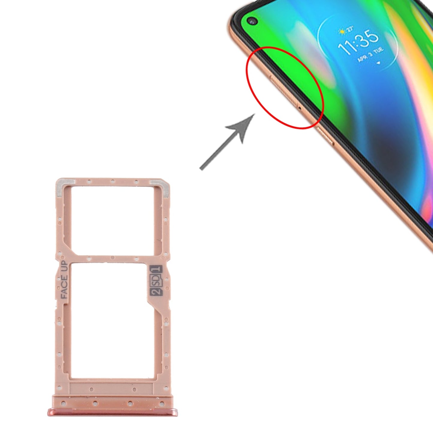 SIM Card Tray + SIM Card Tray / Micro SD Card Tray for Motorola Moto G9 Plus XT2087-1(Gold)